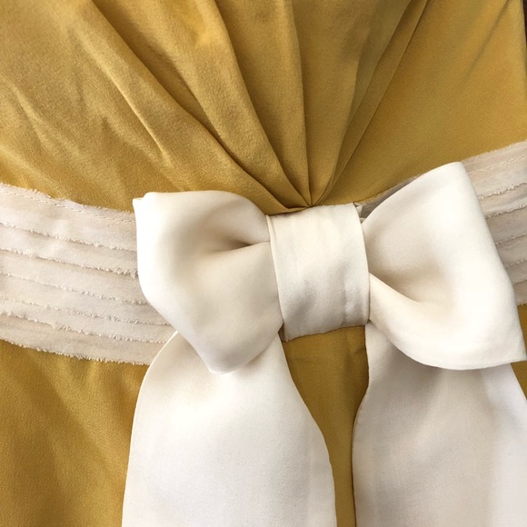 SOLD Anthro Hitherto Yellow/Cream Strapless Dress - Picture 2 of 8